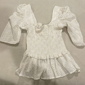 Ivory lace top with synched waist. Worn only once
